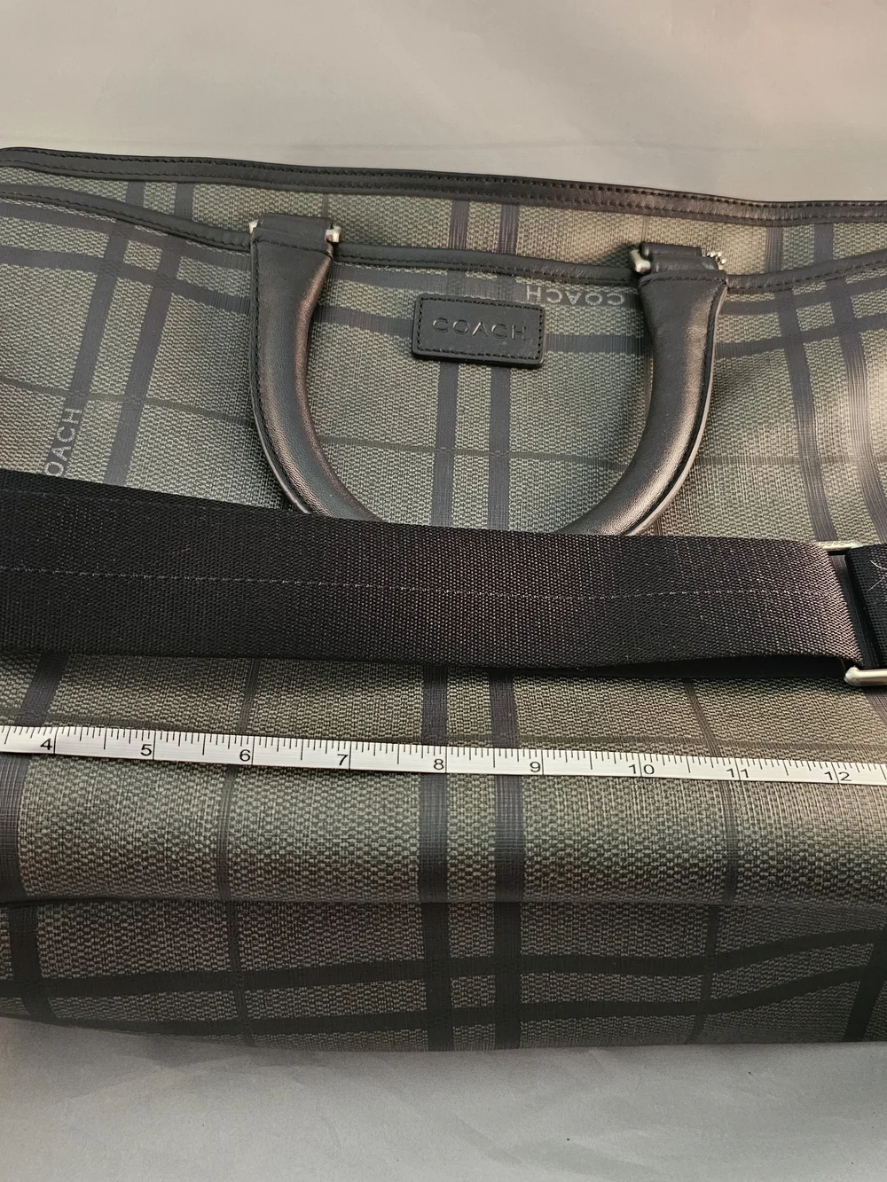 Coach Men's Grey Plaid Tote Bag! NWT!